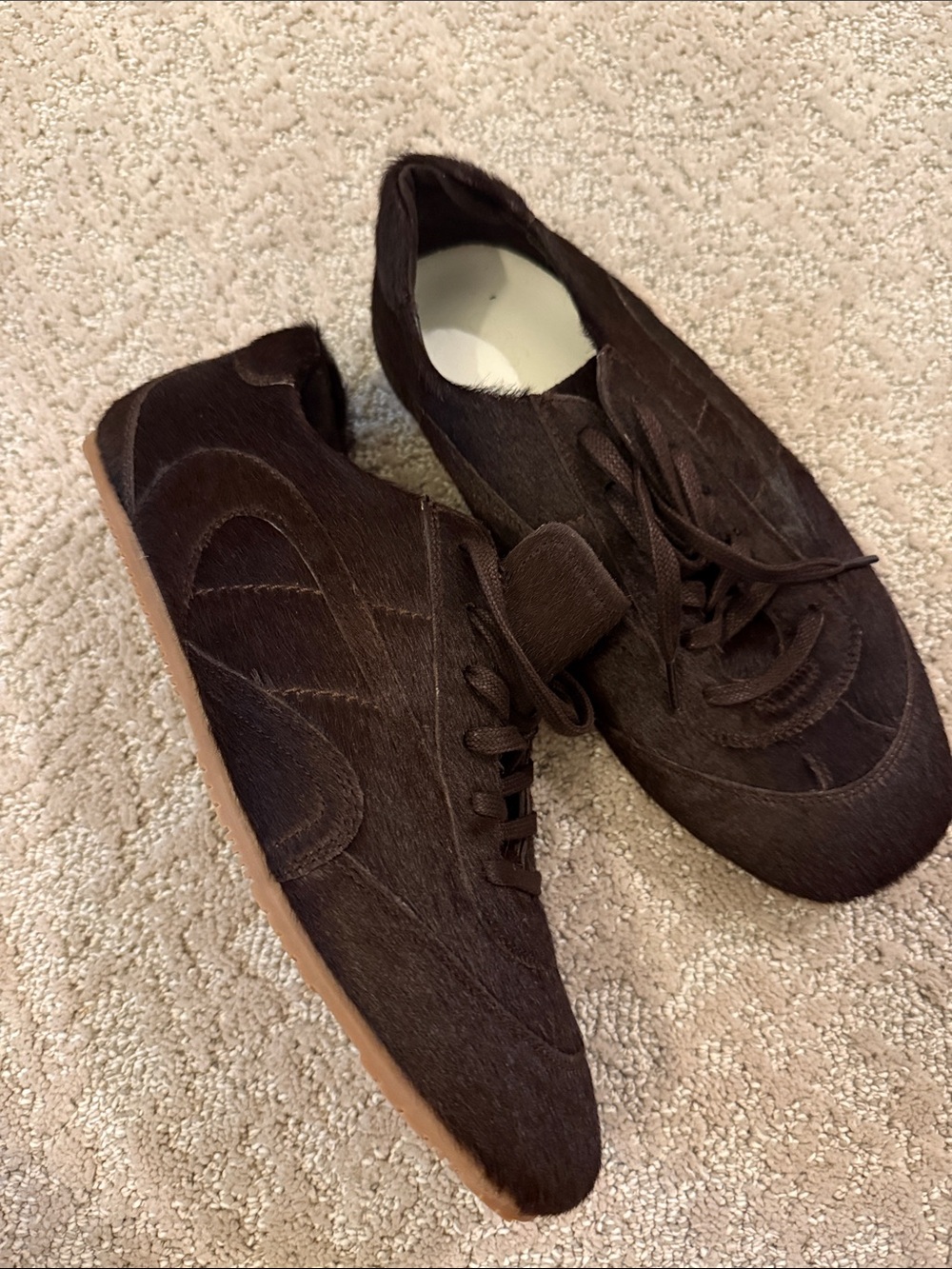 COS Dark Brown Hair-On Leather Sneakers